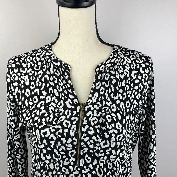 Ellen Tracy Zip Front Dress Blouse SZ S 3/4 Length Sleeves - Picture 2 of 13